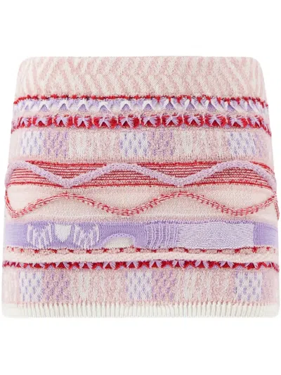 Laneus Jacquard Mini Skirt In Pink