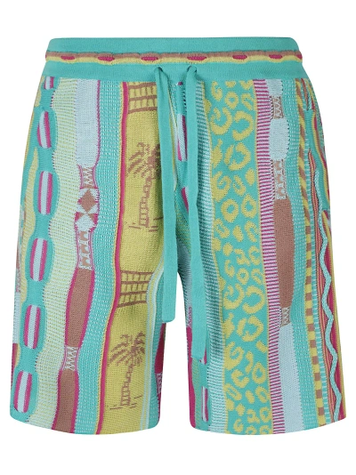 Laneus Jacquard Shorts In Turquoise