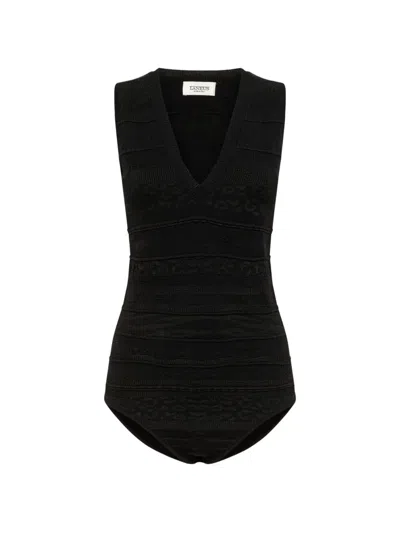 Laneus Jacquard Slim-fit Bodysuit In Black