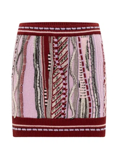 Laneus Jacquard Slim-fit Mini Skirt In Pink