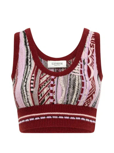 Laneus Jacquard Slim-fit Top In Pink