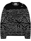 Laneus Patterned Sweater In Black
