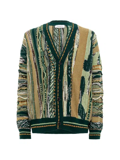 Laneus Jacquard-knit Boxy Cardigan In Green