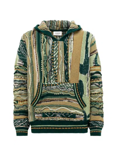 Laneus Jacquard-knit Boxy Hoodie In Green