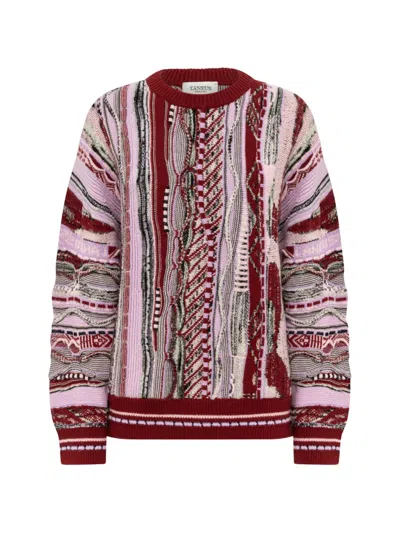 Laneus Jacquard-knit Boxy Sweater In Red