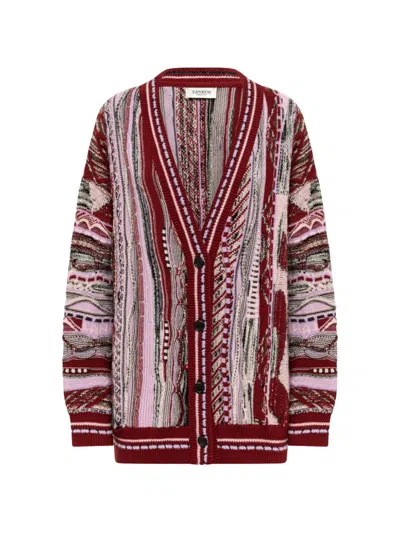 Laneus Jacquard-knit Oversized Cardigan In Red