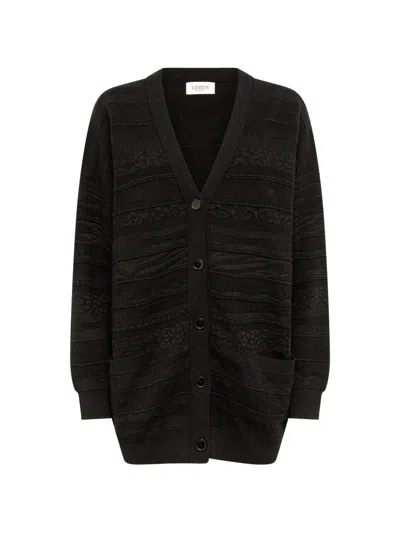 Laneus Jacquard-knit V-neck Cardigan In Brown