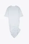 LANEUS JERSEY DRESS WOMAN WHITE COTTON SHORT DRESS WITH ASYMMETRIC DRAPERY - JERSEY DRESS