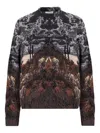 Laneus Graphic Patterned Long Sleeve Knit Jumper In Multi