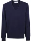 Laneus V-neck Long Sleeve Knit Jumper In Blue