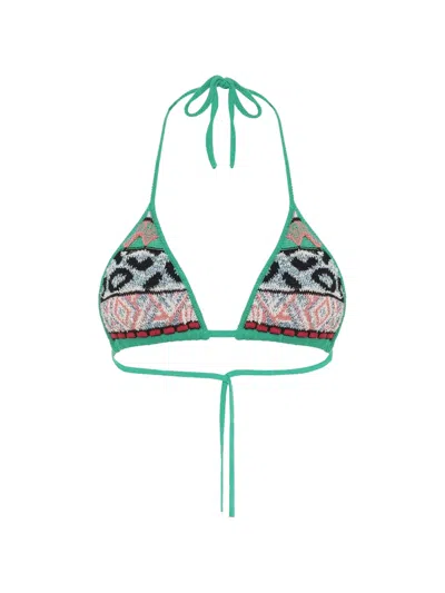 Laneus Knit Bikini Top In Green