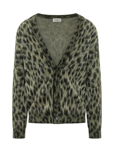 Laneus Knit Cardigan In Animal Print