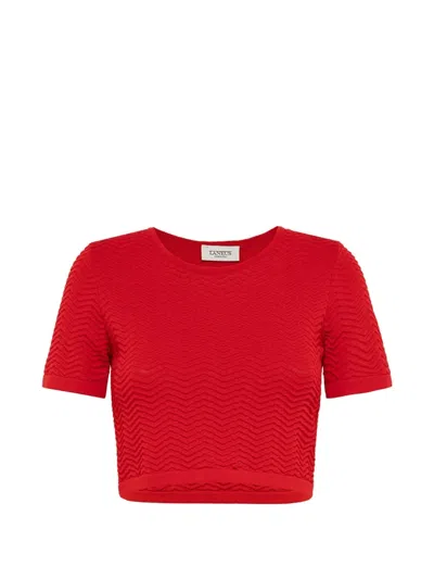 Laneus Knit Cropped T-shirt In Red