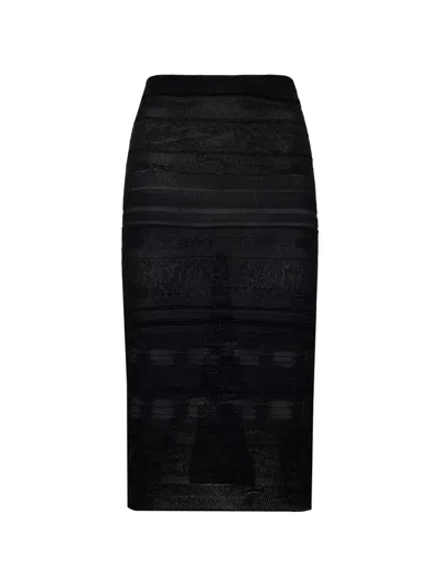 Laneus Knit Midi Skirt In Black