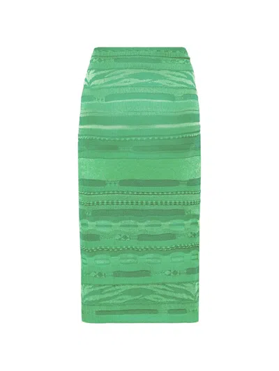 Laneus Knit Midi Skirt In Green