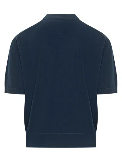 Laneus Knit T-shirt In Blu Navy