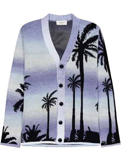 Laneus Knitted Cardigan In Purple