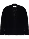 Laneus Knitted Cotton Boxy Cardigan In Black
