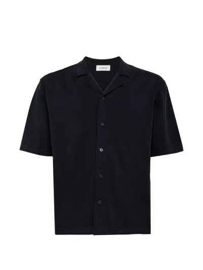 Laneus Knitted Cotton Shirt In Black