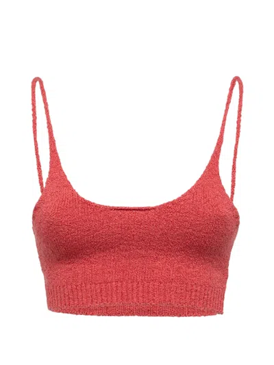 Laneus Knitted Crop Top In Pink