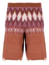 Laneus Knitted Diamond-pattern Shorts In Animal Print
