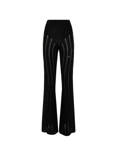 Laneus Knitted Flared Trousers In Black