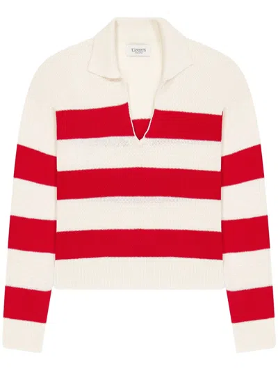 Laneus Knitted Long-sleeve Polo In White