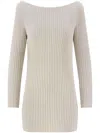 Laneus Knitted Lurex Mini Dress In Neutrals