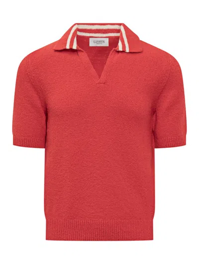 Laneus Knitted Polo In Red