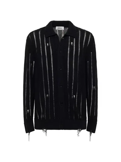 Laneus Knitted Polo Collar Cardigan In Black