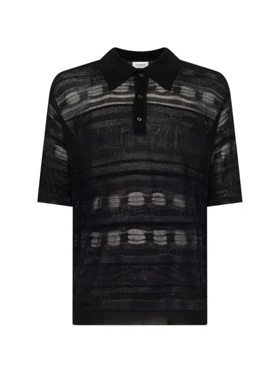 Laneus Knitted Polo Shirt In Black