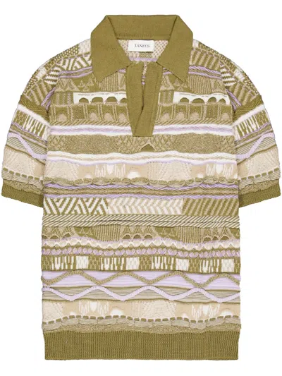 Laneus Knitted Polo Shirt In Beige