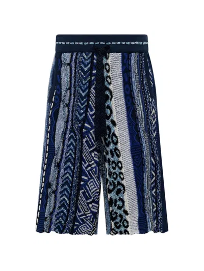 Laneus Knitted Print Shorts In Blue