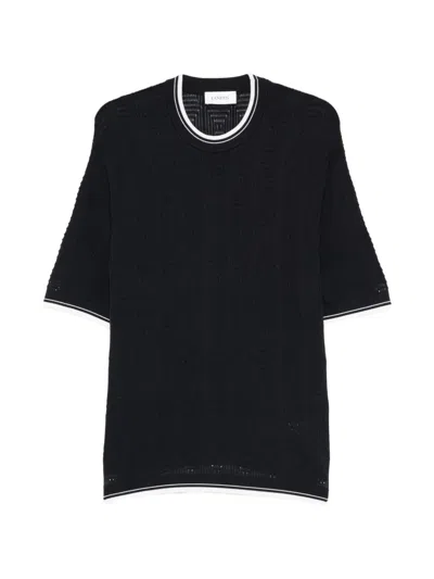 Laneus Knitted Round-neck T-shirt In Black
