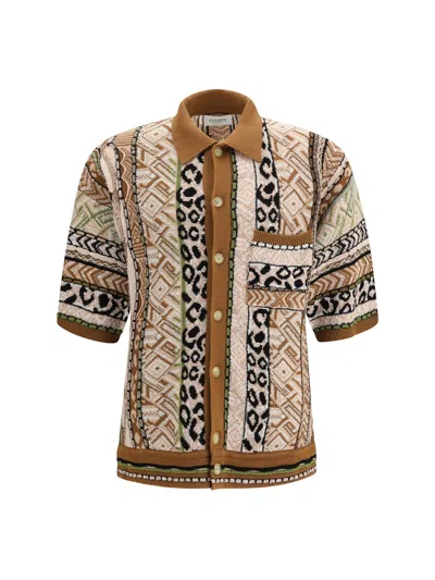 Laneus Knitted Shirt In Brown