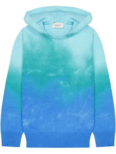 Laneus Knitted Tie-dye Hoodie In Blue