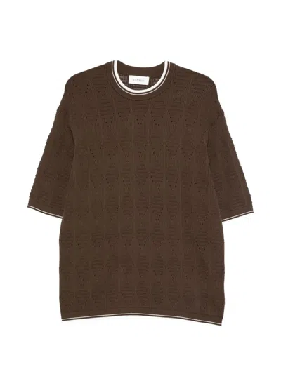 Laneus Knitted T-shirt Man In Brown