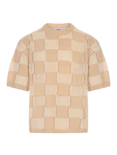 Laneus Knitted Tshirt In Neutral