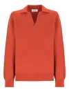 Laneus Knitted V-neck Sweater In Orange