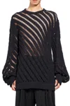 Laneus Maglione Traforato In Cotone E Nylon In Black