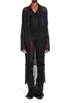 Laneus Lungo Cardigan A Maglia Uncinetto In Black