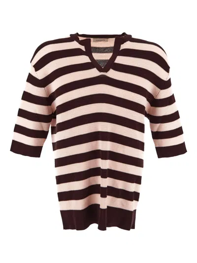 Laneus Brown Cotton Sweater In Multi
