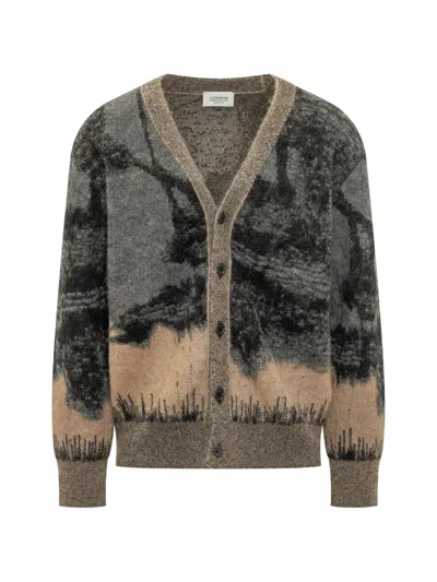 Laneus Landscape-pattern V-neck Cardigan In Multi