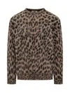 Laneus Animal Sweater With Leopard Print In Brown