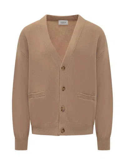 Laneus Beige Cardigan With Buttons In Brown