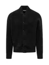 Laneus Black Wool Bouclé Bomber Jacket In Black