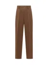 Laneus Brown Pants With Stretch Pleat In Brown