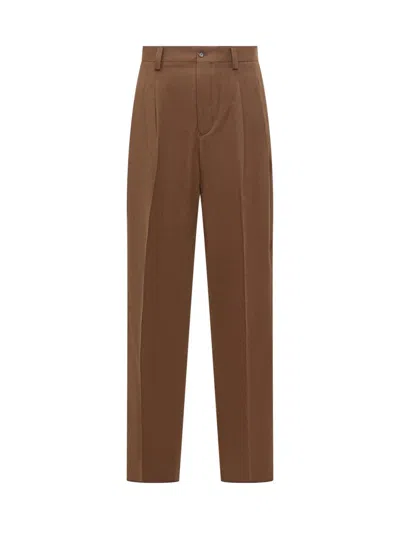 Laneus Brown Pants With Stretch Pleat