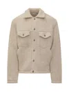 Laneus Jacket In White Shearling In Neutral