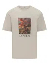 Laneus T-shirt With Desert Sunset Print In White
